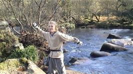 Louis does his strange "Dance on a Rock" at the Dartmeet Stepping Stones